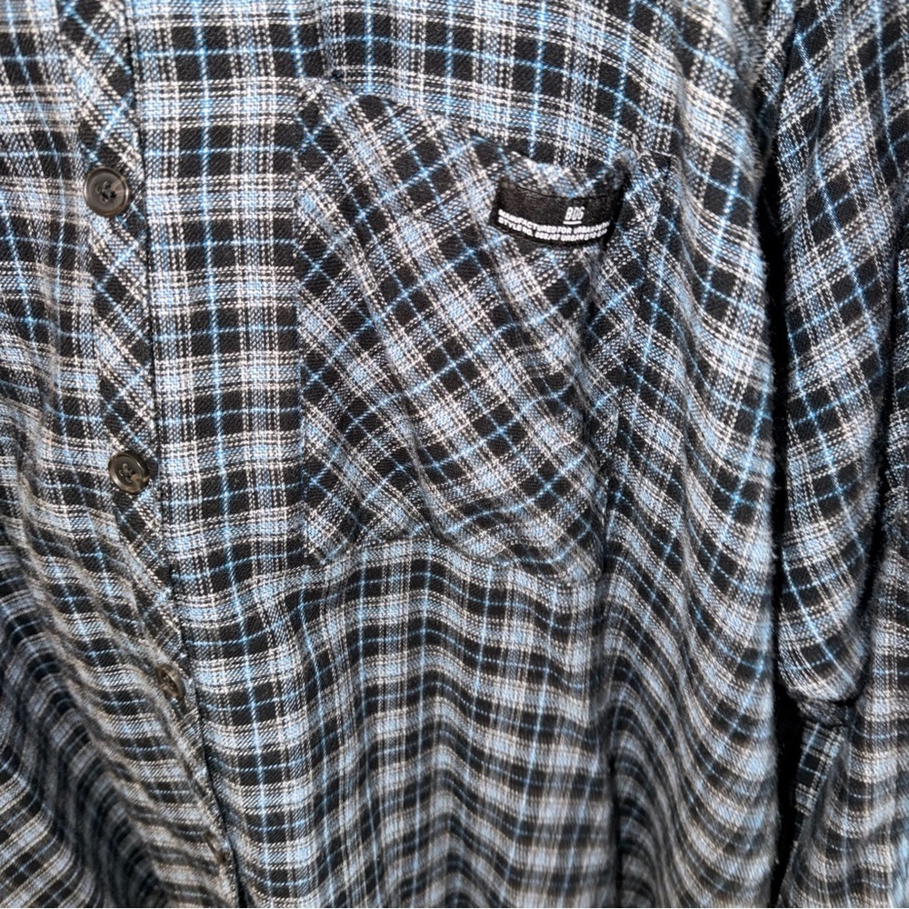 BDG Oversized Plaid Flannel Button Down Shirt Blue Black - Size M - Picture 4 of 6